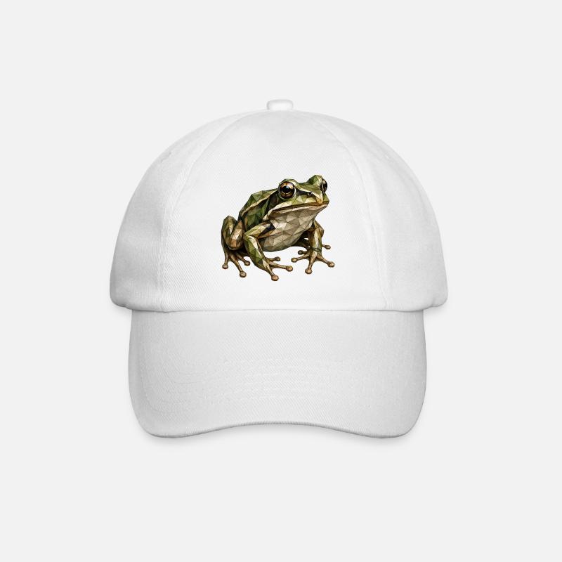Geometrischer Frosch Polygonkunst - Baseballkappe - Weiß/Weiß