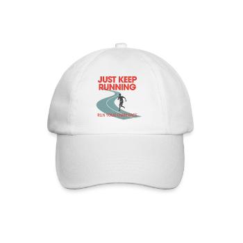 Jogging Endurance Runner Fitness just keep running - Baseball Cap - white/white - Front