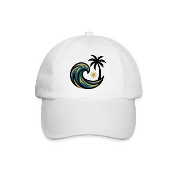 Wave Palm Tree Surfing Beach Vacation Beach Club - Baseball Cap - white/white - Front
