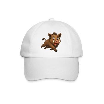 Laufendes Wildschwein - Baseballkappe - Weiß/Weiß - Vorne