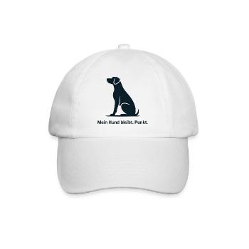 Sitzender Hund Silhouette – Loyaler Eindruck - Baseballkappe - Weiß/Weiß - Vorne