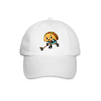 Taco Eishockeyspieler Comic fröhlich - Baseball Cap - white/white - Front