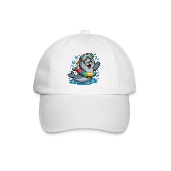 funny seal - Baseball Cap - white/white - Front