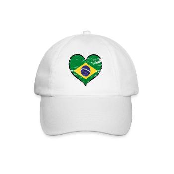 Brasilien Herzflagge used - Baseballkappe - Weiß/Weiß - Vorne