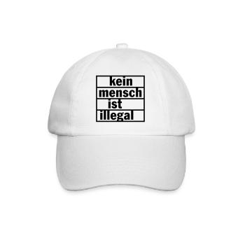 Kein Mensch ist illegal (Farbe änderbar) - Baseballkappe - Weiß/Weiß - Vorne