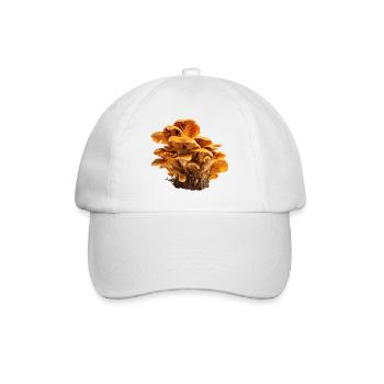 Pfifferlinge Orangene Pilzkolonie Florales Muster - Baseballkappe - Weiß/Weiß - Vorne
