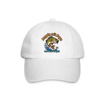 Fishing with dad – all is well - Baseball Cap - white/white - Front