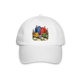 Cheerful mailboxes in the garden - Baseball Cap - white/white - Front