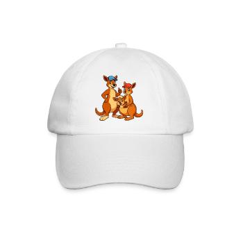 Kangaroo Family Cartoon - Baseball Cap - white/white - Front