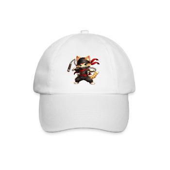 Ninja Katze - Baseballkappe - Weiß/Weiß - Vorne