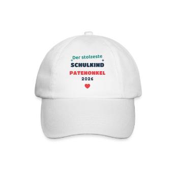 Einschulung 2026 Patenonkel - Schulkind Geschenk S - Baseballkappe - Weiß/Weiß - Vorne