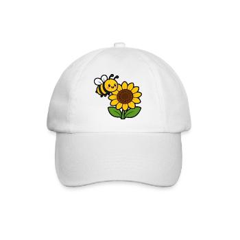 Sonnenblume Biene Cartoon - Baseballkappe - Weiß/Weiß - Vorne