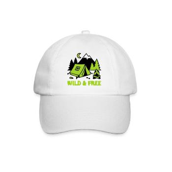 Camping Zelt Natur Grafik - Baseballkappe - Weiß/Weiß - Vorne
