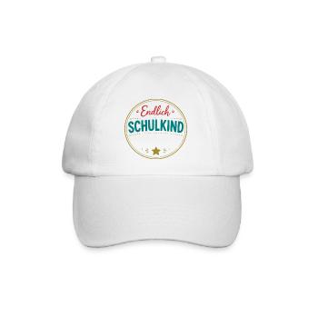 Endlich Schulkind Badge - Baseballkappe - Weiß/Weiß - Vorne