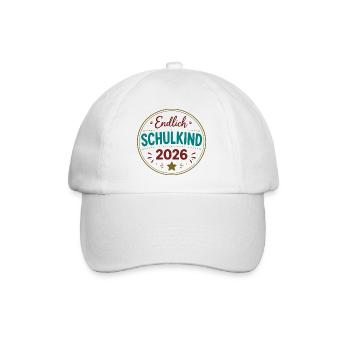 Endlich Schulkind 2026 - Baseballkappe - Weiß/Weiß - Vorne
