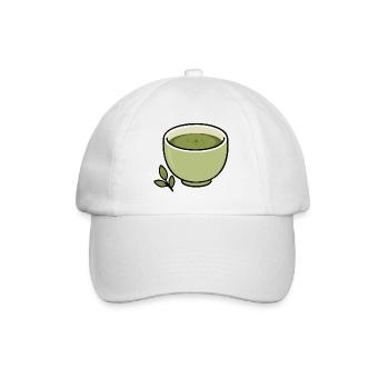 Minimalistische Matcha-Teetassen-Illustration - Baseballkappe - Weiß/Weiß - Vorne
