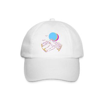 Montagnes néon, Lune, Soleil, Sommets géométriques - Casquette classique - blanc/blanc - Devant