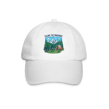 Escape the Pavement Bike Camping Vector - Baseball Cap - white/white - Front