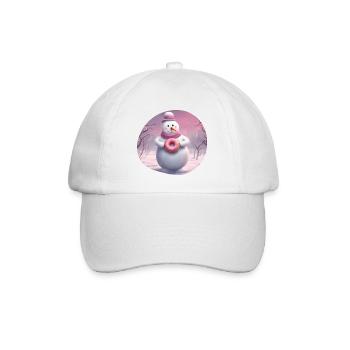 Schneemann mit Donut - Baseballkappe - Weiß/Weiß - Vorne