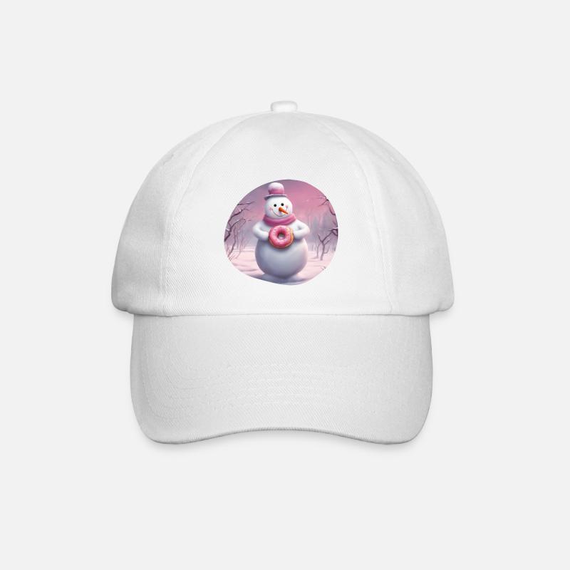 Schneemann mit Donut - Baseballkappe - Weiß/Weiß