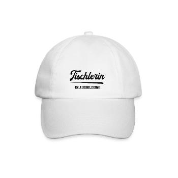 Tischlerin in Ausbildung Azubi Lehrling Tischlerei - Baseballkappe - Weiß/Weiß - Vorne