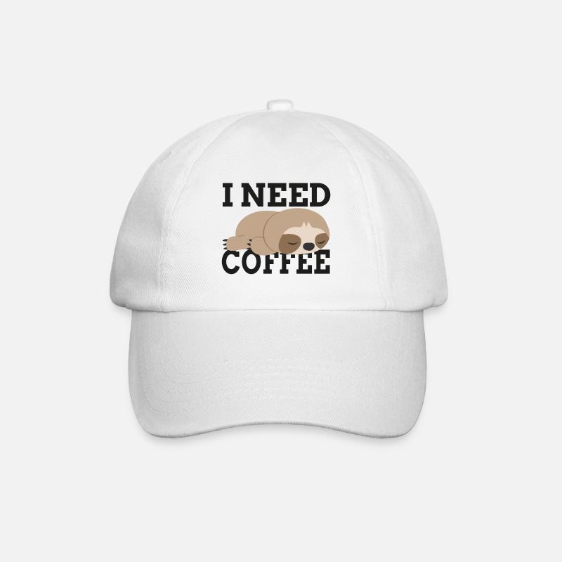 Funny I need coffee funny gift idea - Baseball Cap - white/white