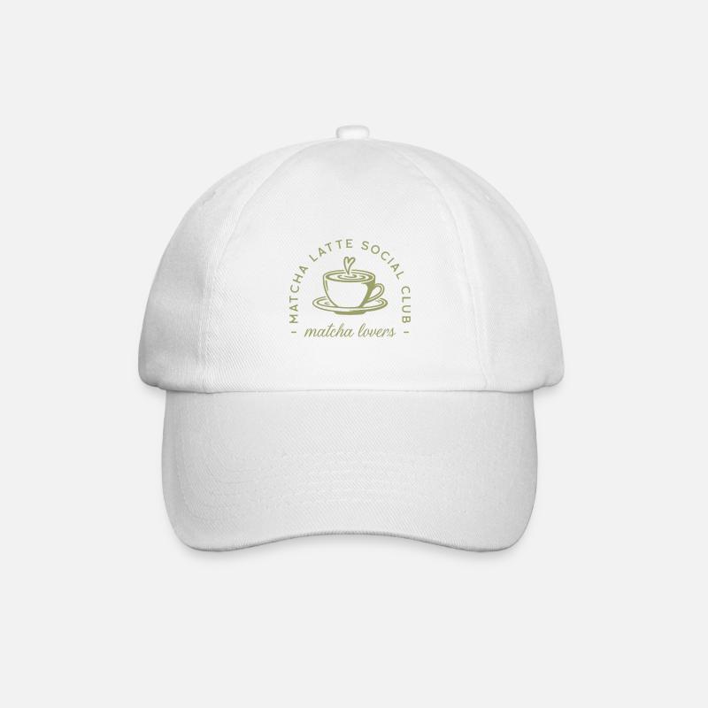Ästhetischer grüner Matcha Latte - Baseballkappe - Weiß/Weiß