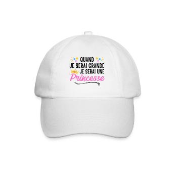Quand je serai grande je serai une princesse - Casquette classique - blanc/blanc - Devant