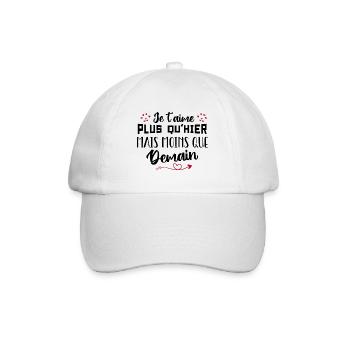 Je t’aime plus qu’hier mais moins que demain - Casquette classique - blanc/blanc - Devant