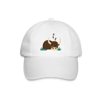 Schlafender Yak - Baseballkappe - Weiß/Weiß - Vorne