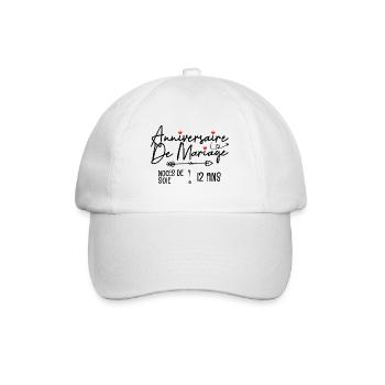 Anniversaire de mariage 12 ans - Noces de Soie - Casquette classique - blanc/blanc - Devant