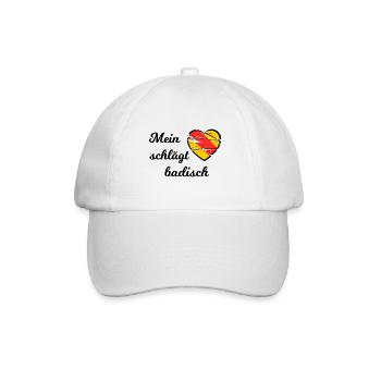 Mein Herz schlägt badisch - Baseballkappe - Weiß/Weiß - Vorne