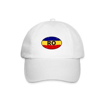 Auflkeber für Rumänien - Baseballkappe - Weiß/Weiß - Vorne
