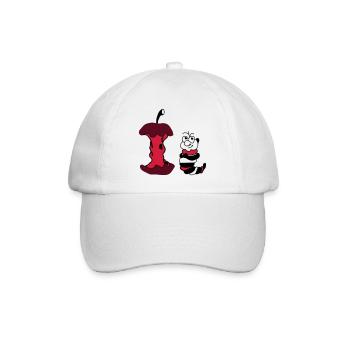 Apfel und Wurm - Baseballkappe - Weiß/Weiß - Vorne