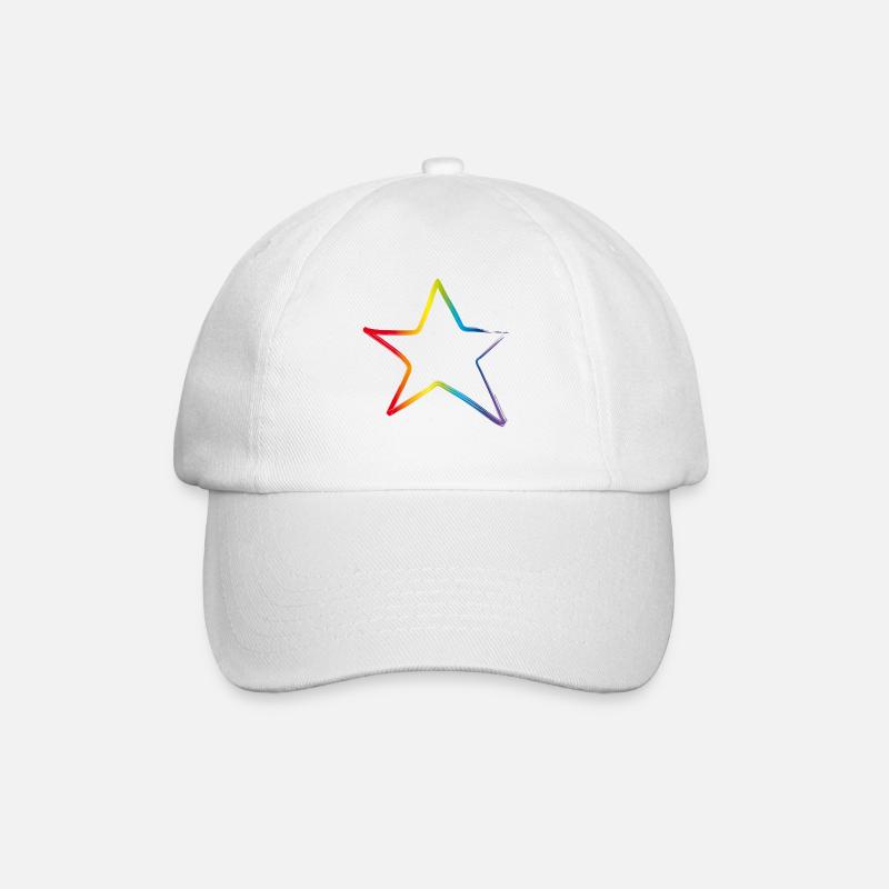 star stern regenbogen outline csd  Gay musical - Baseballkappe - Weiß/Weiß