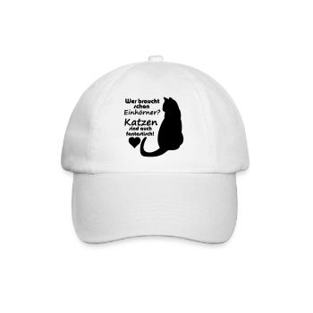 Katzen vs Einhörner Einhorn Katze Fun Geschenk - Baseballkappe - Weiß/Weiß - Vorne