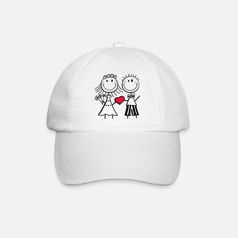 Verliebtes Brautpaar - Hochzeit - Herz - Geschenk - Baseballkappe - Weiß/Weiß