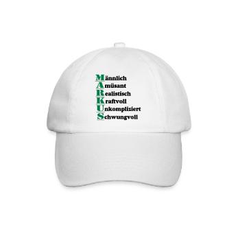 Markus , Vorname,Namensschild,Name,Fun Shirt (25) - Baseballkappe - Weiß/Weiß - Vorne