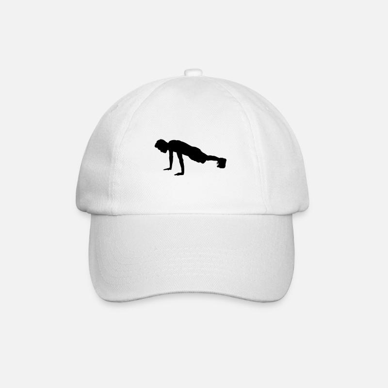 fitness liegestütze Mann Training Silhouette - Baseballkappe - Weiß/Weiß