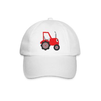 Comic Traktor - ideal für Kinder Shirts - Baseballkappe - Weiß/Weiß - Vorne