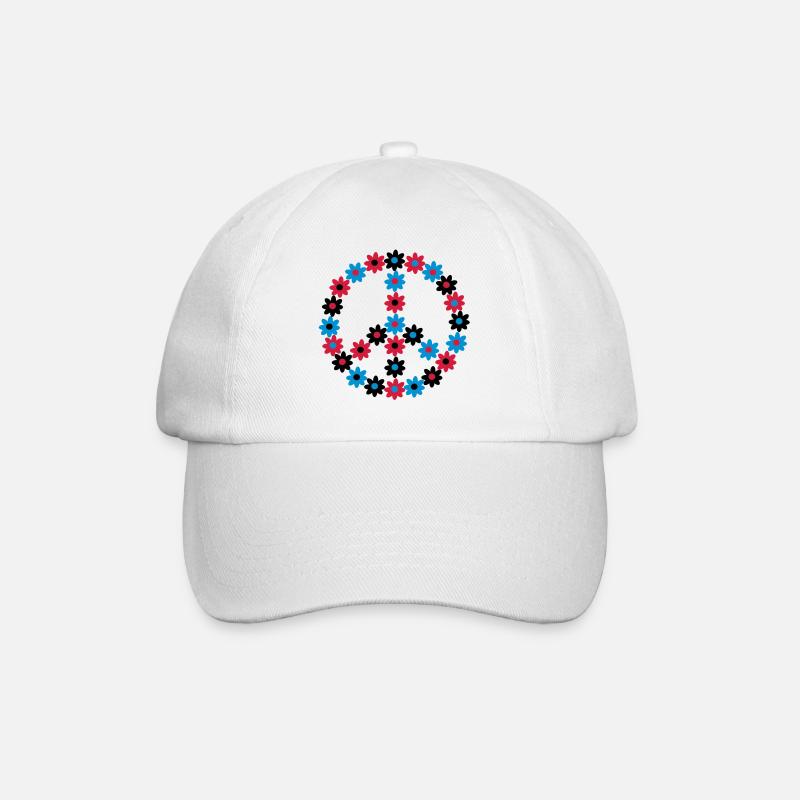 Blumen Friedenszeichen - Baseballkappe - Weiß/Weiß