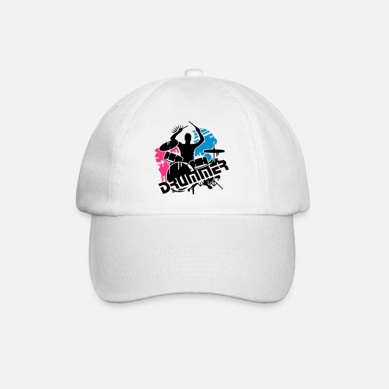 Ein Schlagzeuger und sein Schlagzeug - Baseballkappe - Weiß/Weiß
