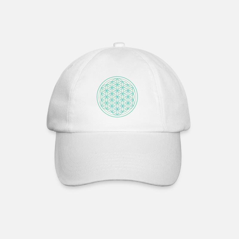 Blume des Lebens Neon Muster - Baseballkappe - Weiß/Weiß