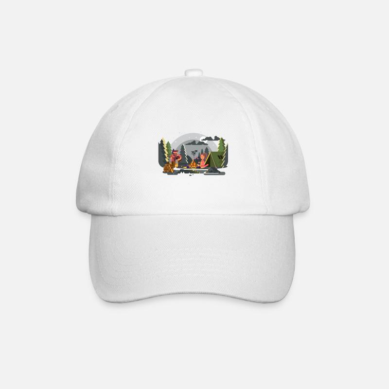 Campfire Forest Camping Duo - Baseball Cap - white/white