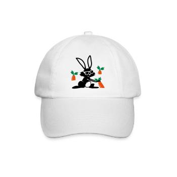 A rabbit with sunglasses in a carrot field - Baseball Cap - white/white - Front