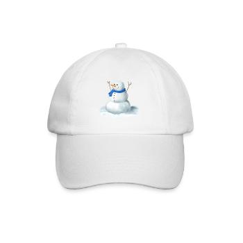 Schneemann im Winter Happy mit Schal - Baseballkappe - Weiß/Weiß - Vorne