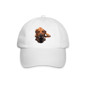 Rhodesian Ridgeback Foto - Spiegelbild - Baseballkappe - Weiß/Weiß - Vorne