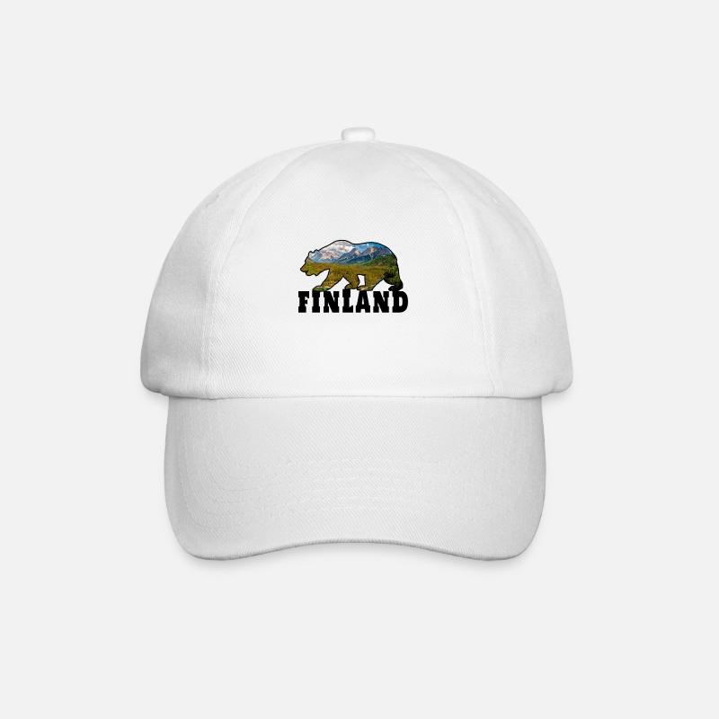 Finnland Bär mit Landschaft Geschenk Skandinavien - Baseballkappe - Weiß/Weiß