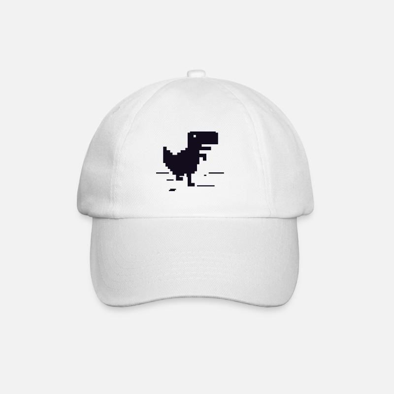 Retro pixel dinosaur - Baseball Cap - white/white
