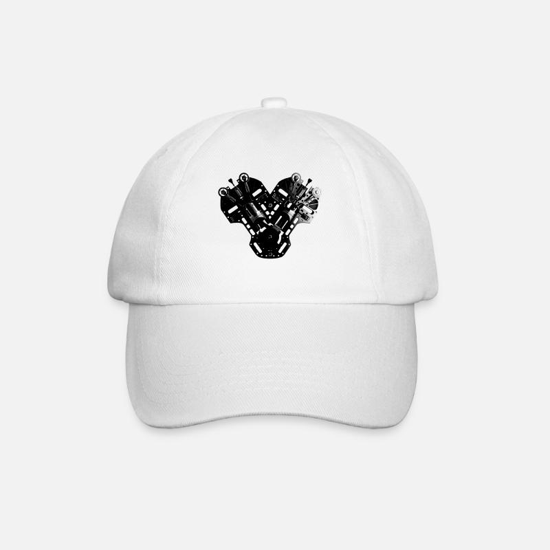 V6 engine V8 engine - Baseball Cap - white/white